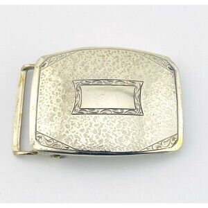 Art Deco Sterling Silver Belt Buckle Hammered Texture Blank Add Your Initials